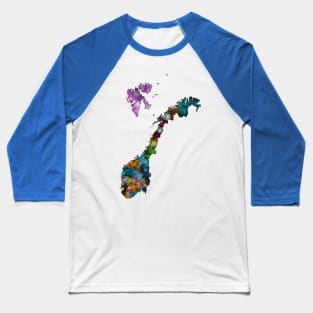 Spirograph Patterned Norway Administrative Divisions Map Baseball T-Shirt